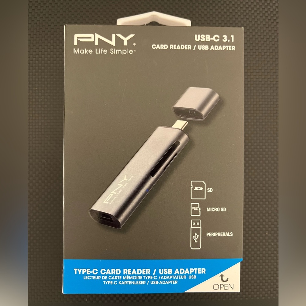 PNY USB-C 3.1 Card Reader/USB Adapter; New